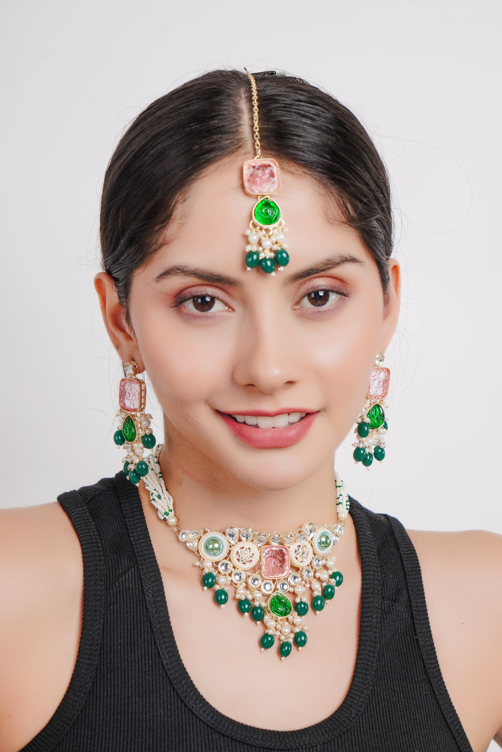 Divisha Alloy Gold-plated Trendy Multicolour Choker Pearl Jewellery Set | Grocsy