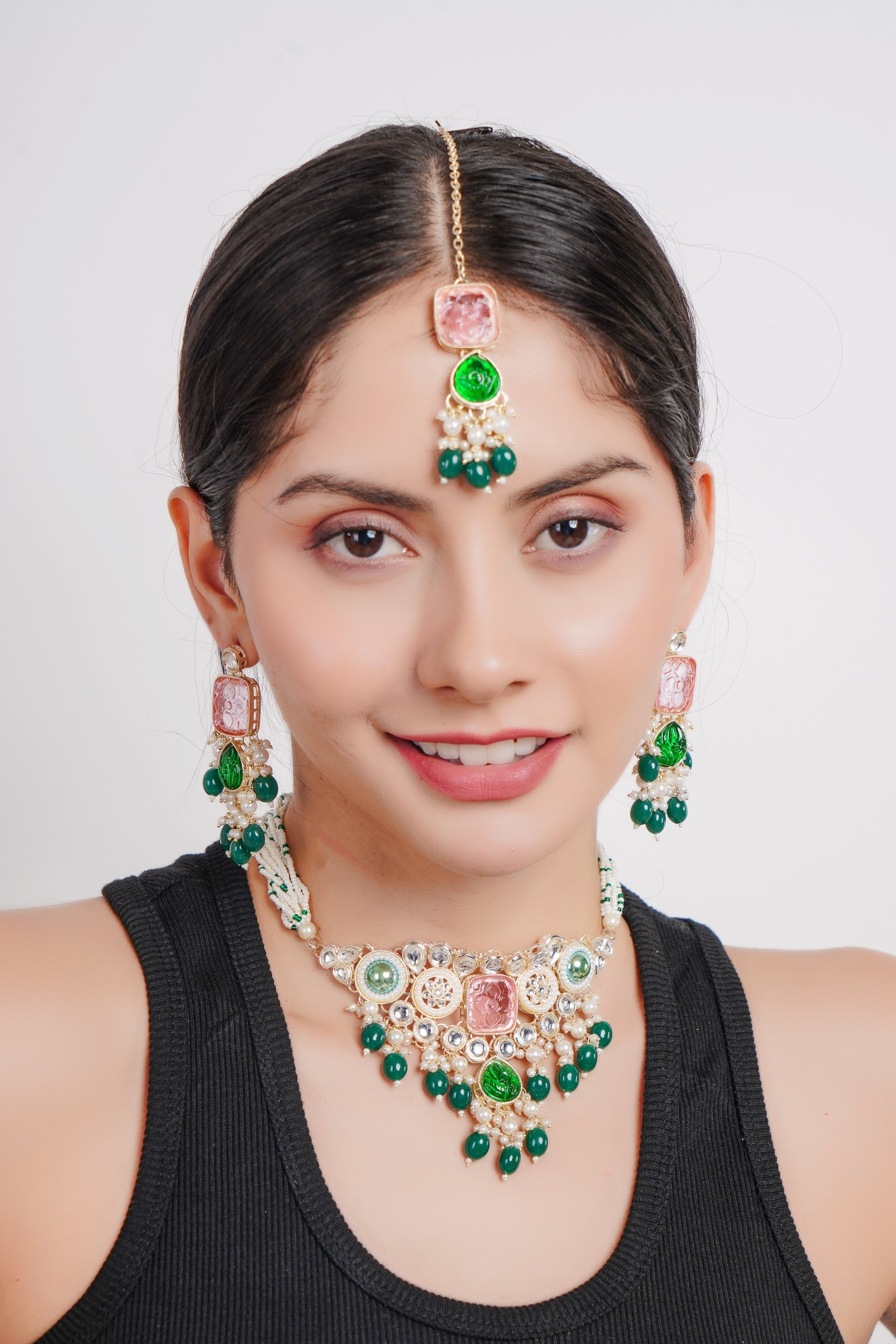 Divisha Alloy Gold-plated Trendy Multicolour Choker Pearl Jewellery Set | Grocsy