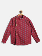 Manet Ethnic Full Sleeves Printed Shirt - Maroon | Grocsy