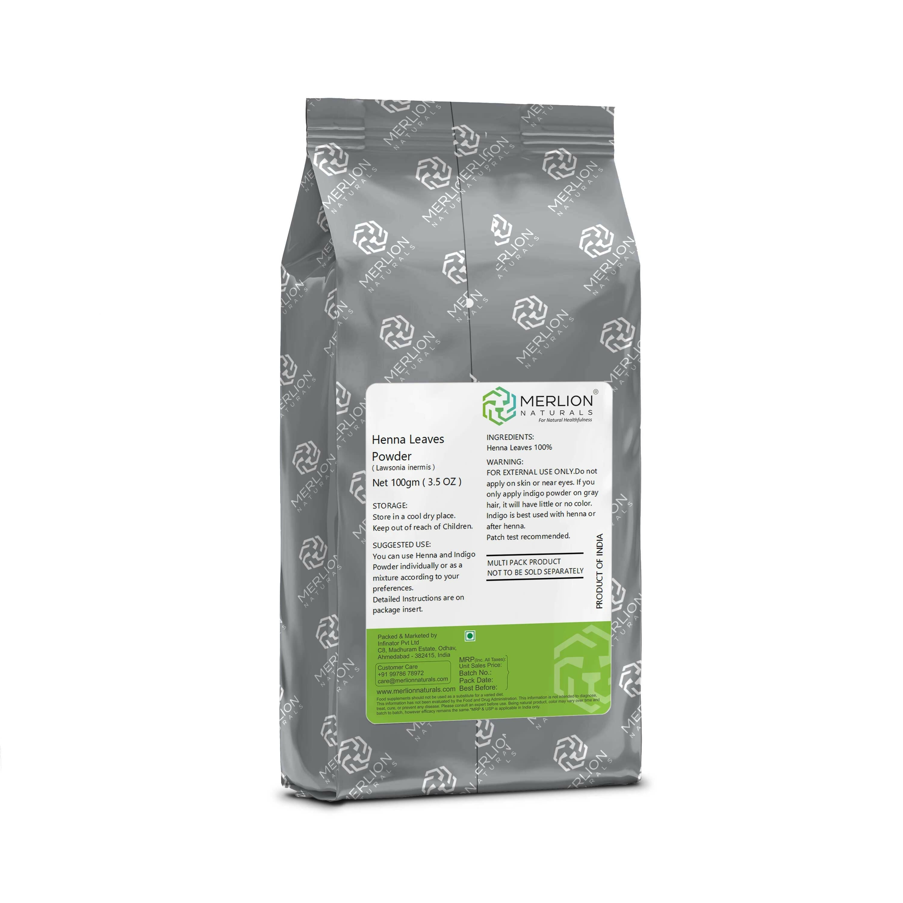 Merlion Naturals Henna and Indigo Leaves Powder Combo | Grocsy