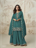 Anaita Turquoise Simar with Embroidery Multi & Zarkhan Work Readymade Palazzo suit | Grocsy