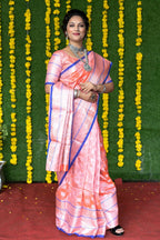 Jyoti Fashion Women's Baby Pink Soft Handloom Silk Zari Woven Saree with Blouse | Grocsy
