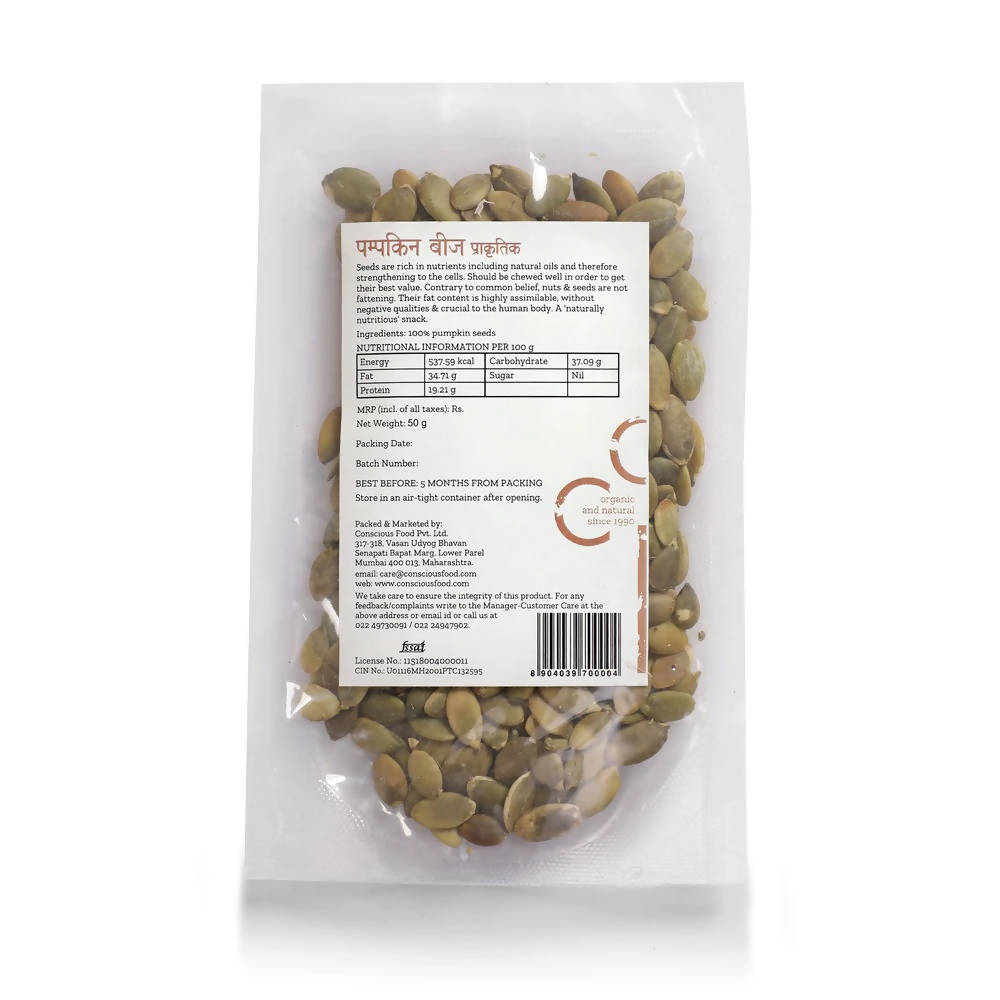 Conscious Food Pumpkin Seeds (Plain) | Grocsy