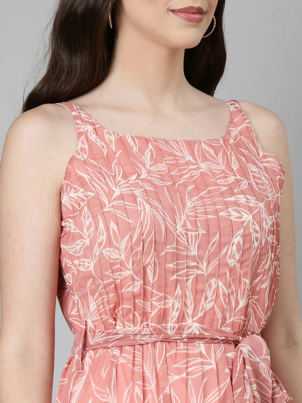 Souchii Peach Floral Fit & Flare Maxi | Grocsy