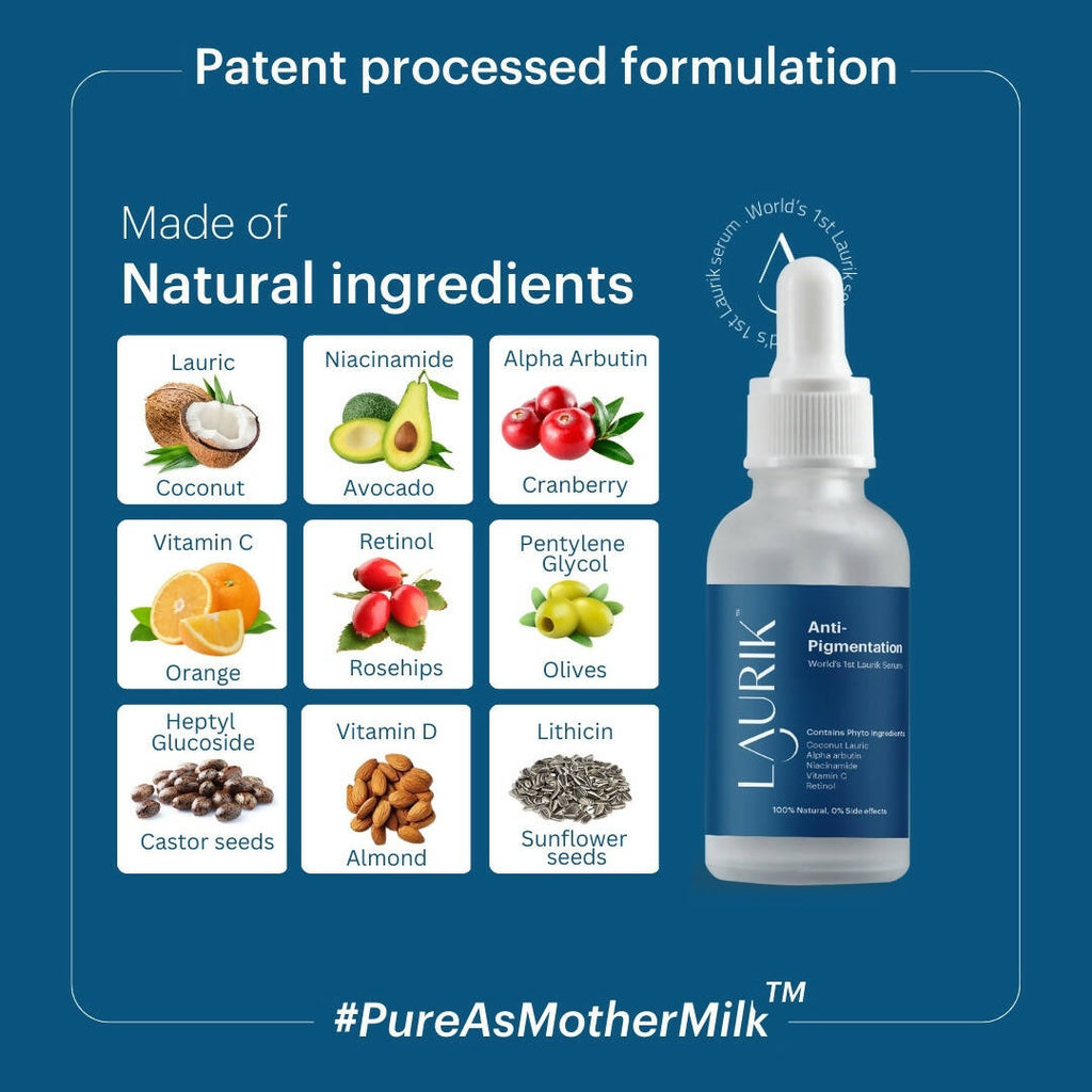 Laurik Anti Pigmentation & Lightening Serum For Men & Women with Alpha Arbutin, Retinol, Niacinamide & Vit-C for Dark Patches & Spots | Grocsy