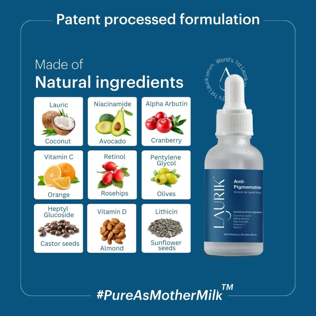 Laurik Anti Pigmentation & Lightening Serum For Men & Women with Alpha Arbutin, Retinol, Niacinamide & Vit-C for Dark Patches & Spots | Grocsy