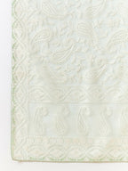 Green Organza Paisely Embroidered Saree with Unstitched Blouse Piece - Roozal | Grocsy