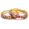Mominos Fashion Joharkamal Gold-Polished Multi Beads Work Bangles