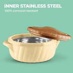 Milton Flora 1500 Insulated Inner Steel Casserole - Silky Cream | Grocsy