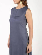 Aniyah Rayon Solid Pintucks Straight Grey Kurta (AN-154K) | Grocsy