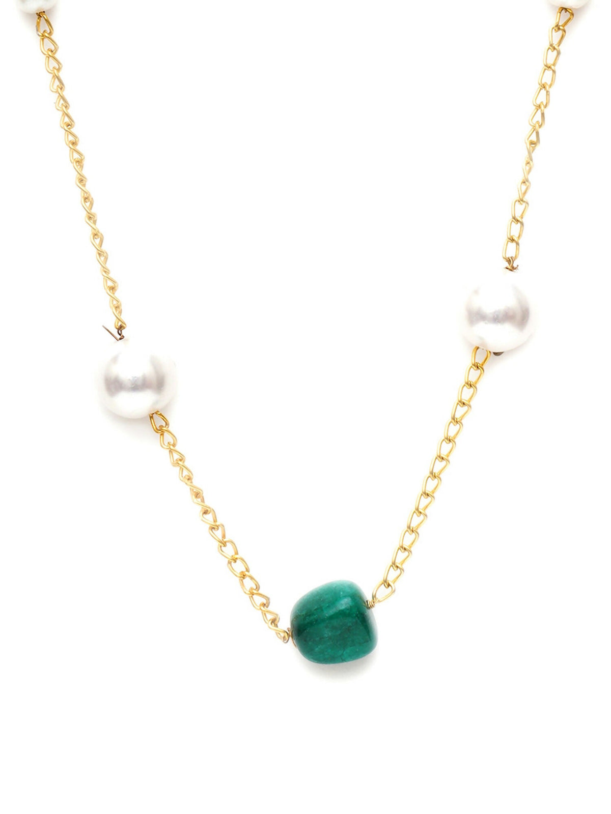 Layered Pearl and Emerald Neckpiece (gold) - Ruby Raang | Grocsy