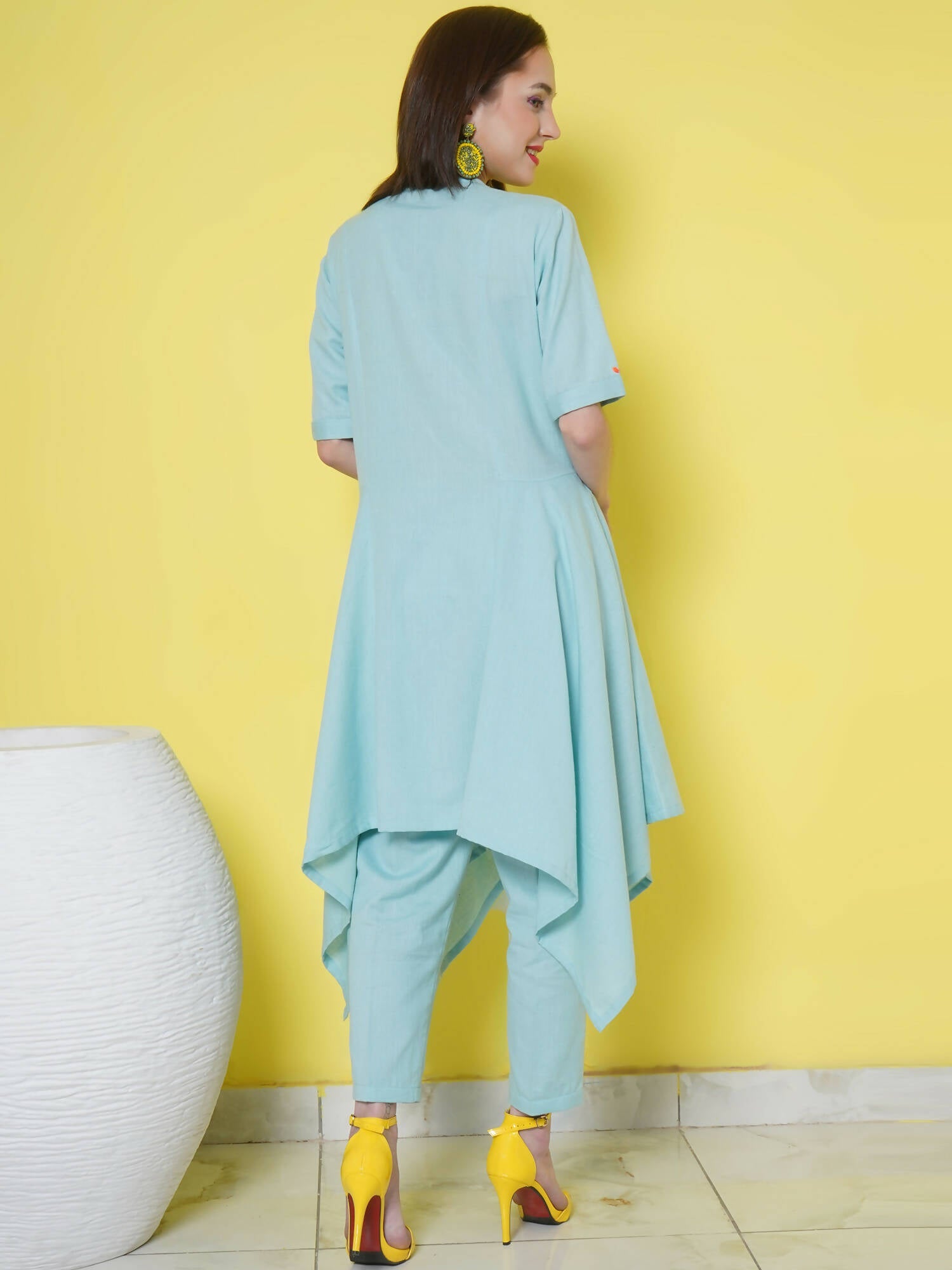 Women Republic Light Blue Cotton Kurta Set | Grocsy