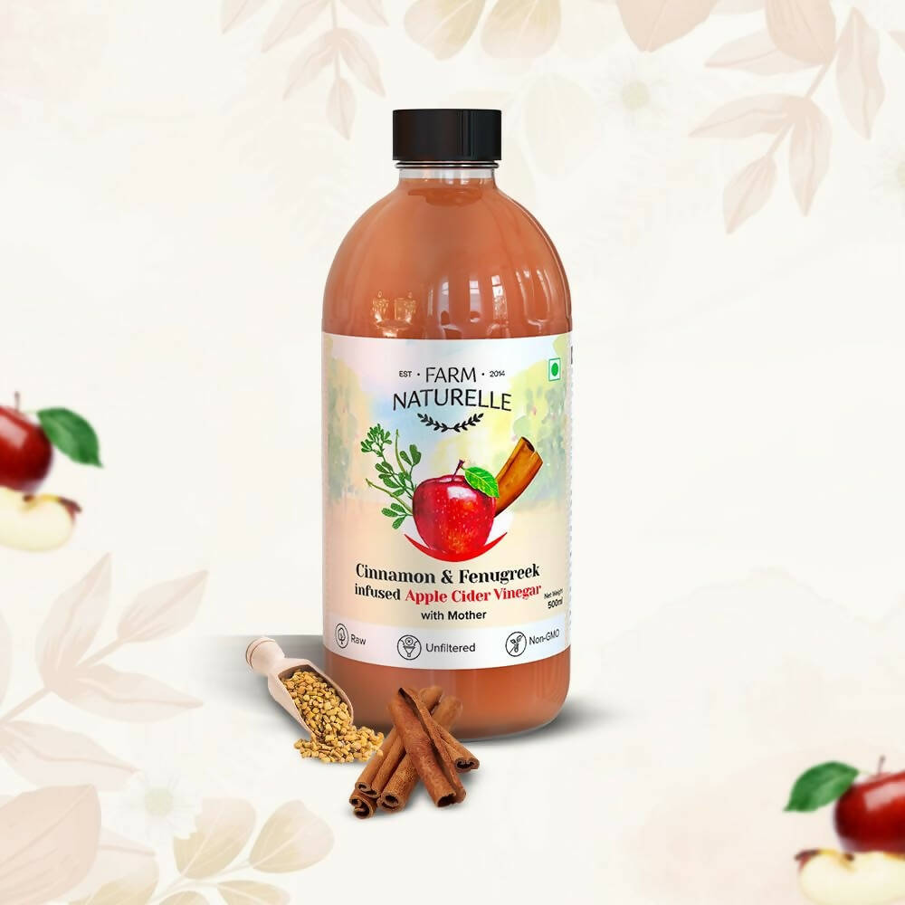 Farm Naturelle Organic Apple Cider Vinegar with Mother and Infused Cinnamon & Fenugreek | Grocsy