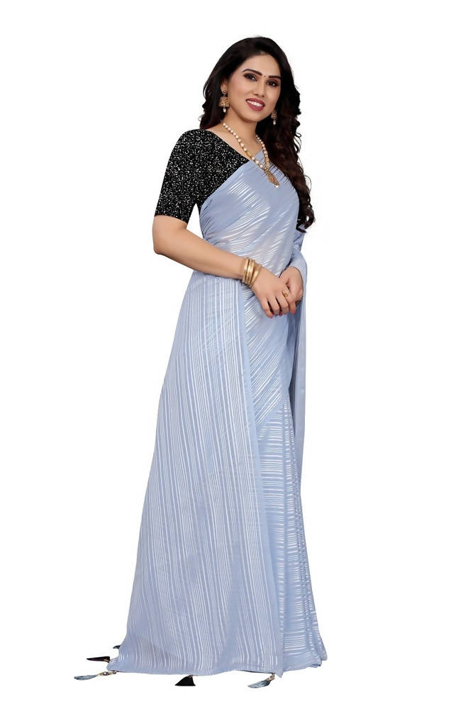 Vamika Grey Georgette Seqence Saree (Riva Grey) | Grocsy