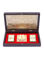 Golden Peacock Brown & Gold-Toned 24 Ct Gold Foil Laxmi And Ganesh Pooja Box | Grocsy