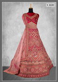 Red Velvet Zardosi Work With Pure Mirror Work Lehenga Choli - Nimaya Tyohar | Grocsy