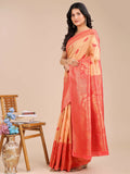 Shree Shyam Fashion Banarasi Silk Cream & Red Saree | Grocsy