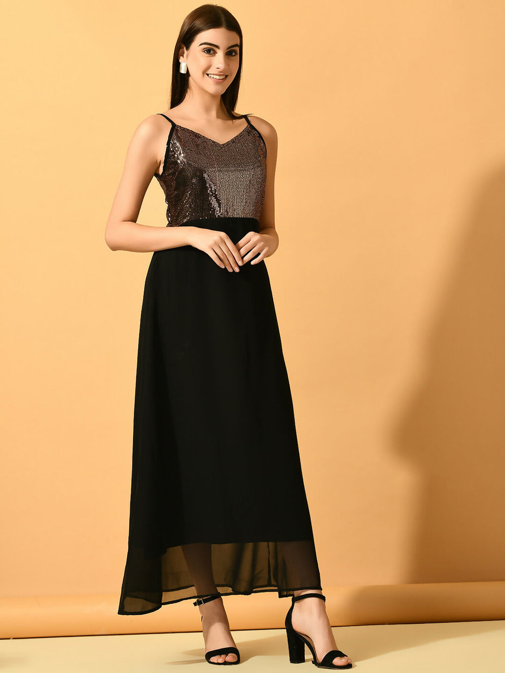Myshka Women's Black Empire Party Dress | Grocsy