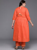 Ahalyaa Women's Traditional wear Kurta Set - Orange | Grocsy