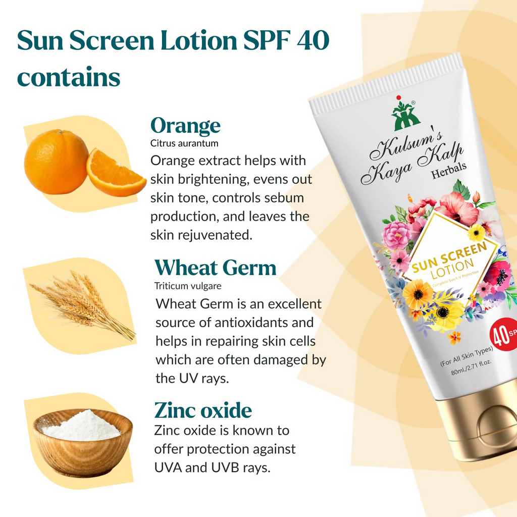 Kulsum's Kaya Kalp Sun Screen Lotion SPF 40 | Grocsy