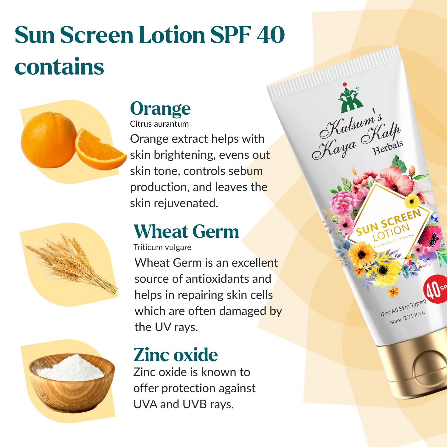Kulsum's Kaya Kalp Sun Screen Lotion SPF 40 | Grocsy