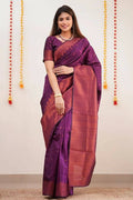 DEIANA'S Beautiful Designer Golden zari Soft Lichi Silk Saree - Wine | Grocsy