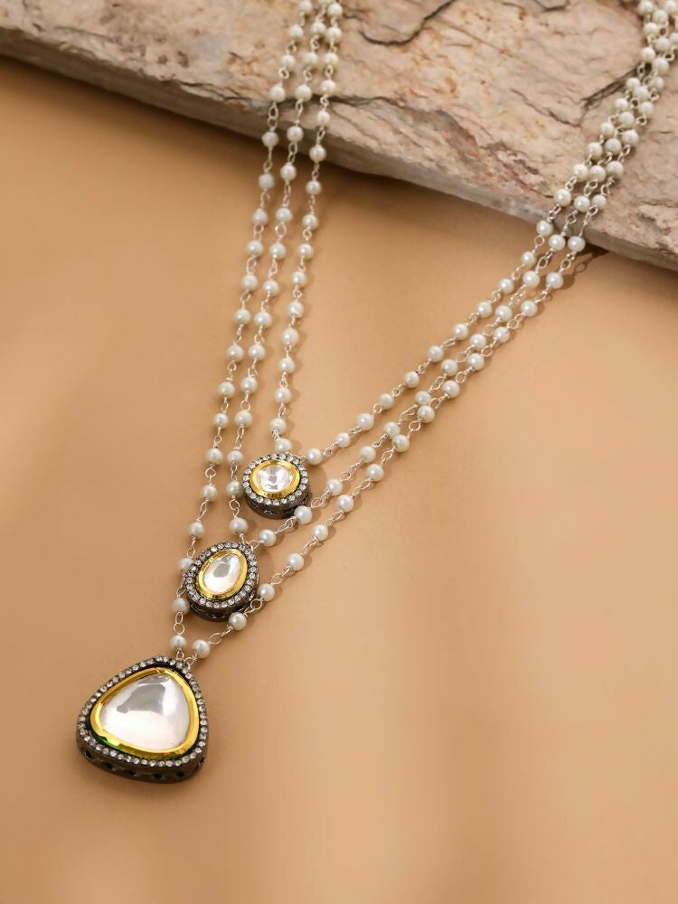 Beaded Layered Kundan Necklaces - Ruby Raang | Grocsy