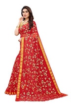 Vamika Red Printed Chiffon Saree (UJALA RED) | Grocsy