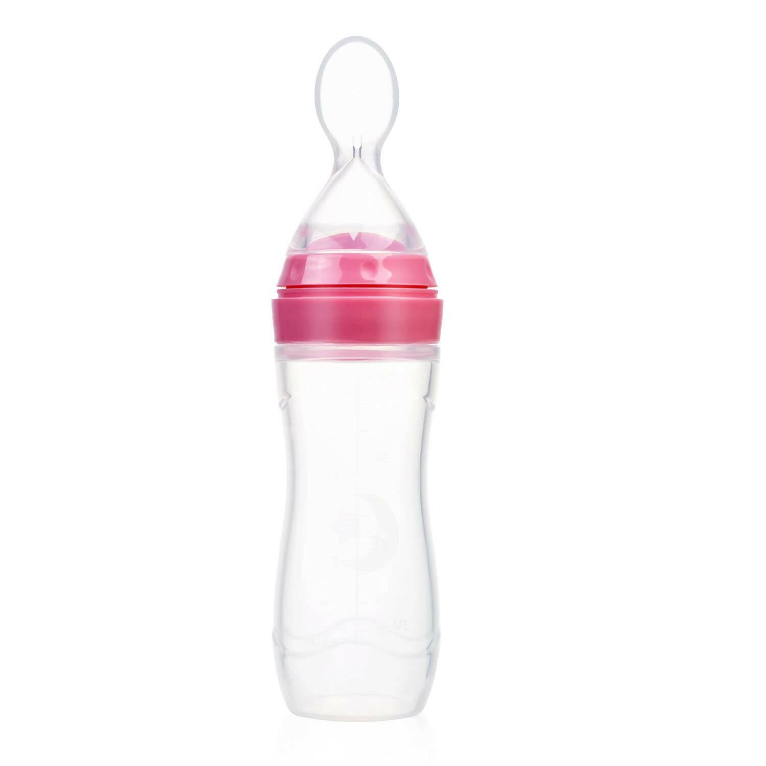 Safe-O-Kid Easy Squeezy Silicone Food Feeder Spoon (Soft Tip) Bottle- Pink- 90mL | Grocsy