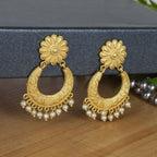 Joban Fashion Women Matte Gold Brass Earrings | Grocsy