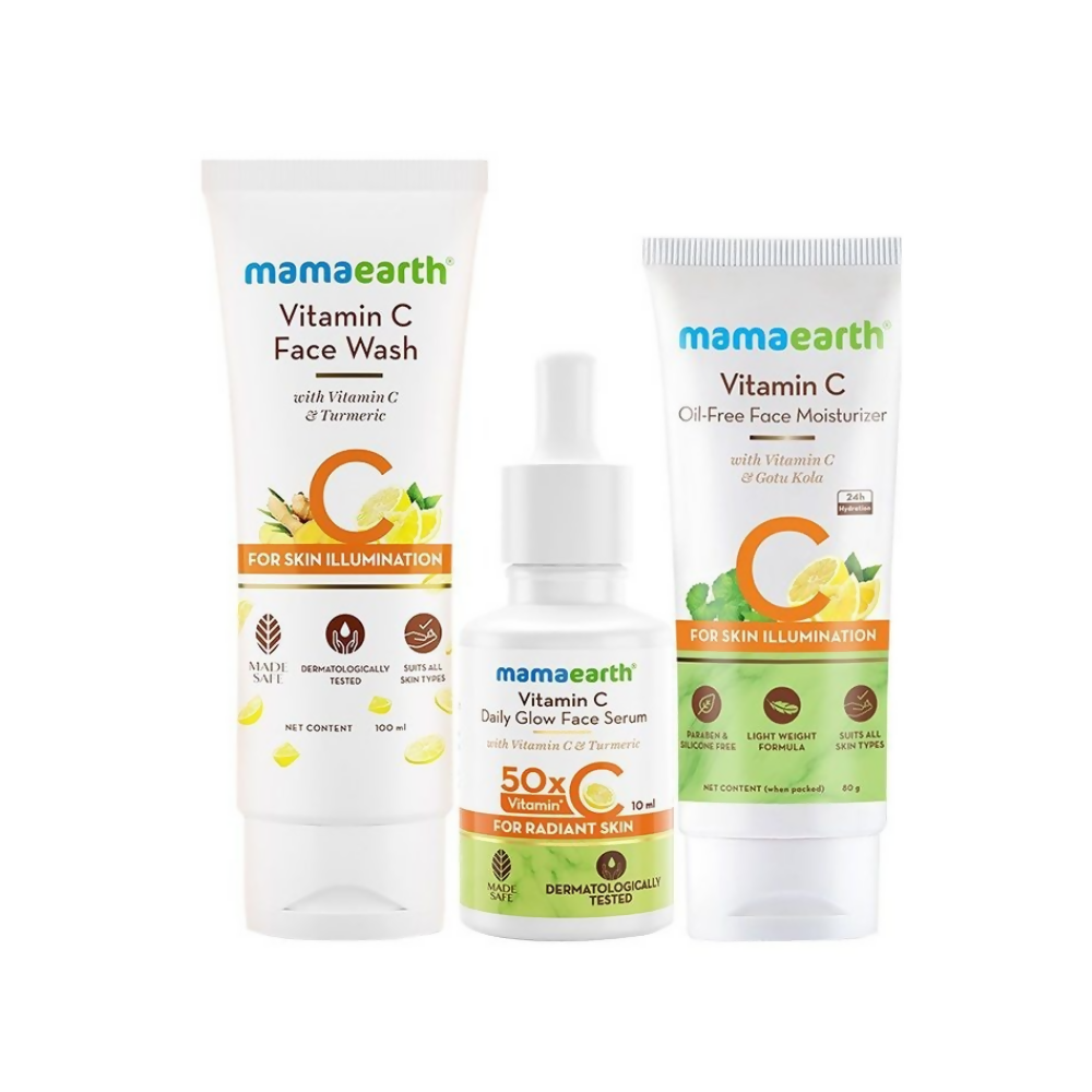 Mamaearth CSM (Cleanser, Serum, Moisturizer) Vitamin C Daily Glow Combo | Grocsy