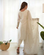 Joban Fashion White Kurta Set Silk Sequence Embroidery Work | Grocsy