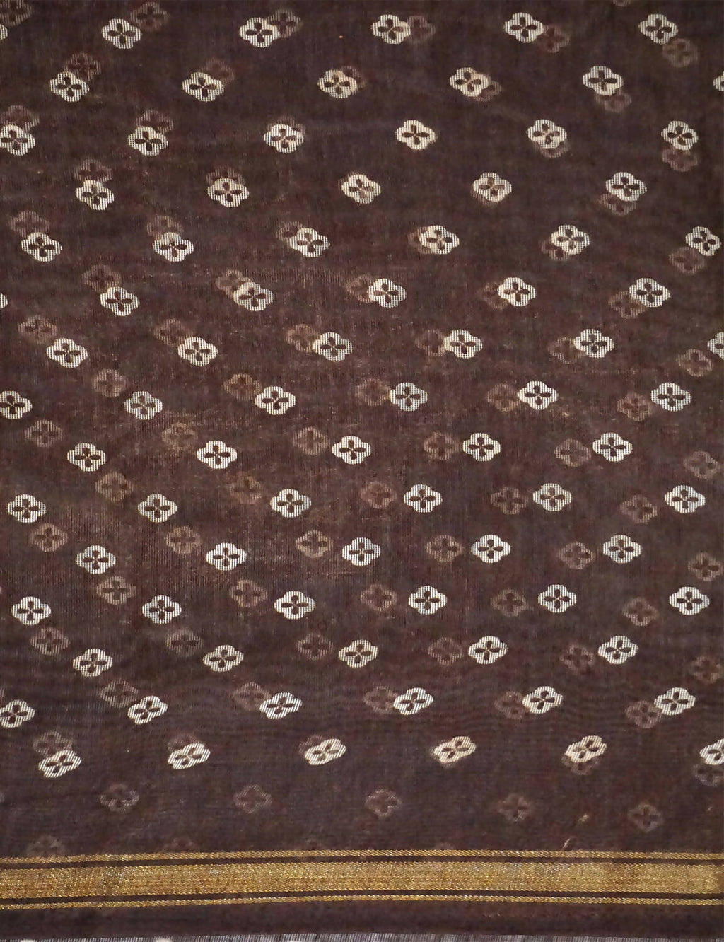 Shades Of Dark Coffee Brown With Floral Design Semi Chanderi Saree By Gayathri Reddy Designer Studio | Grocsy