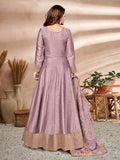 Myra Violet Art Silk Embroidered Anarkali Suit | Grocsy