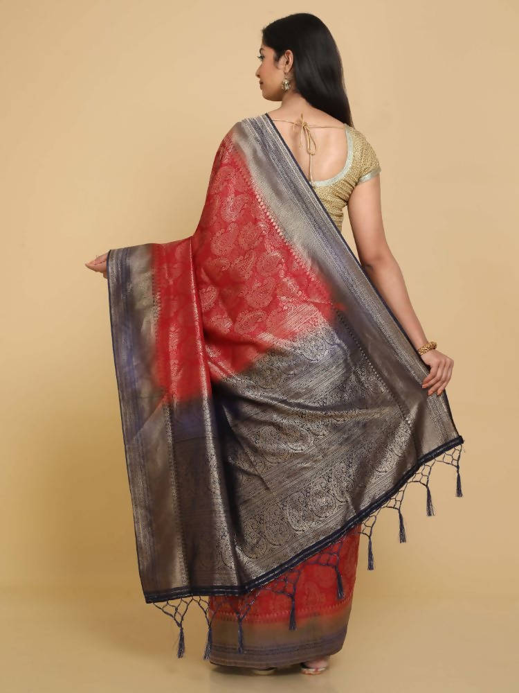 Kalamandir Ethnic Motifs Maroon Silk Blend Saree | Grocsy