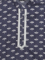 Ahalyaa Boys Navy Blue Pure Cotton Digital Print Kids Kurta Churidar Set | Grocsy