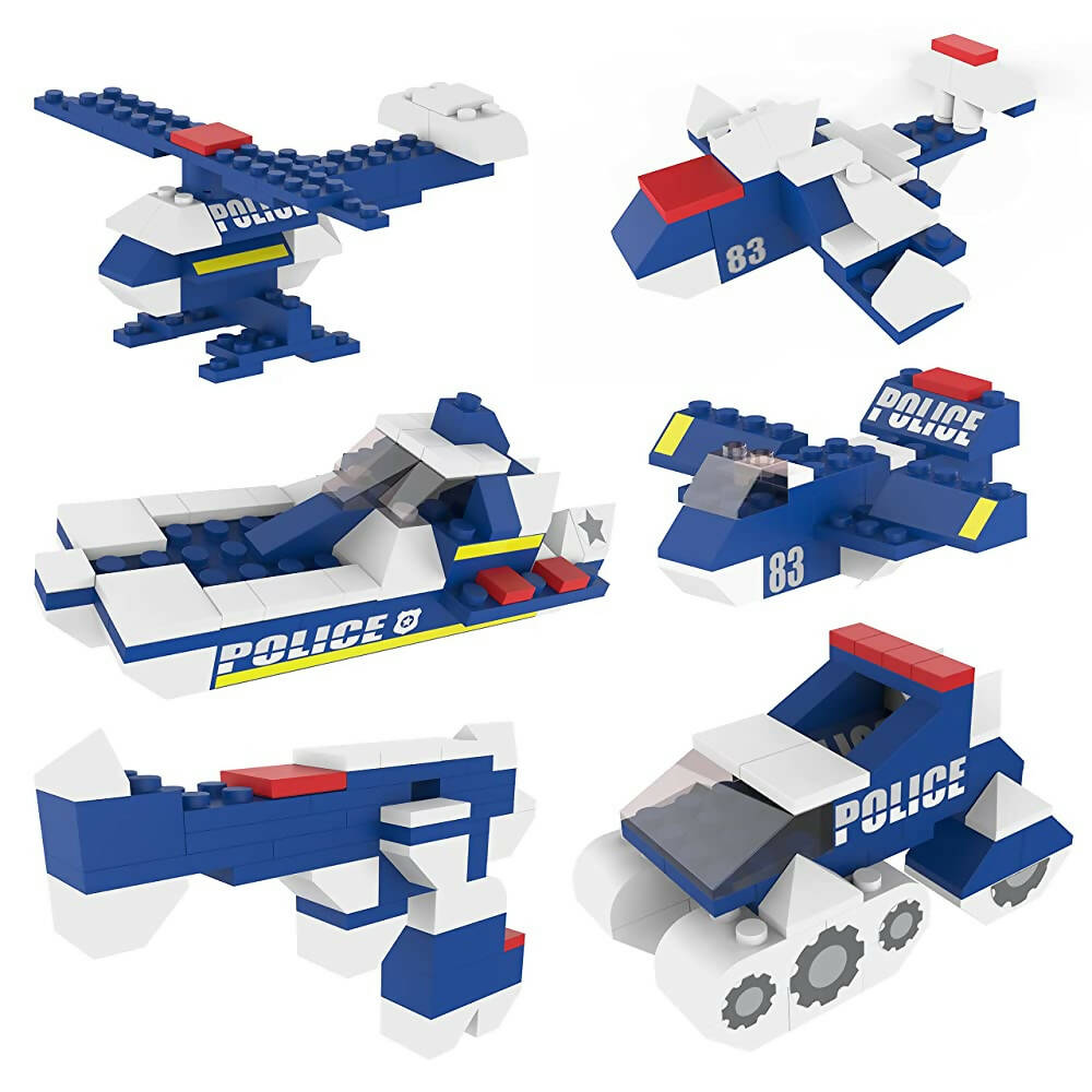 Webby 6 in 1 Police ABS Building Blocks Kit for Kids (169 Pcs) | Grocsy