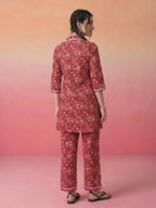 Janasya Rust A-Line Rayon Blend Pant Co-ord Sets | Grocsy