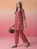 Janasya Rust A-Line Rayon Blend Pant Co-ord Sets | Grocsy