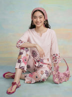 Janasya Peach A-Line Rayon Pant Co-ord Sets | Grocsy