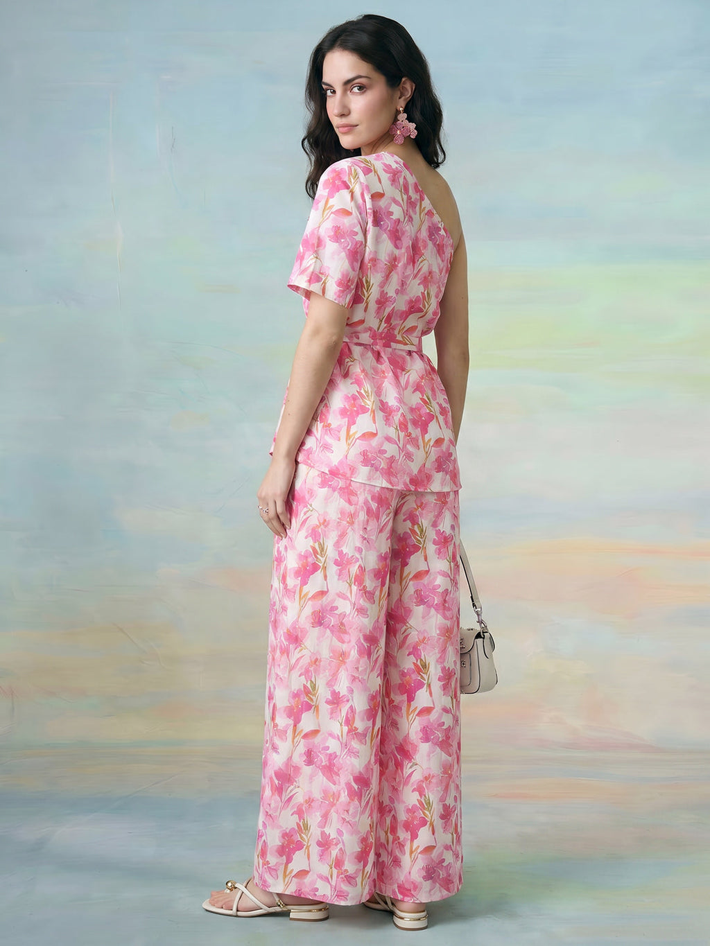 Janasya Pink Straight Crepe Pant Co-ord Sets | Grocsy