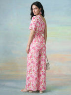 Janasya Pink Straight Crepe Pant Co-ord Sets | Grocsy