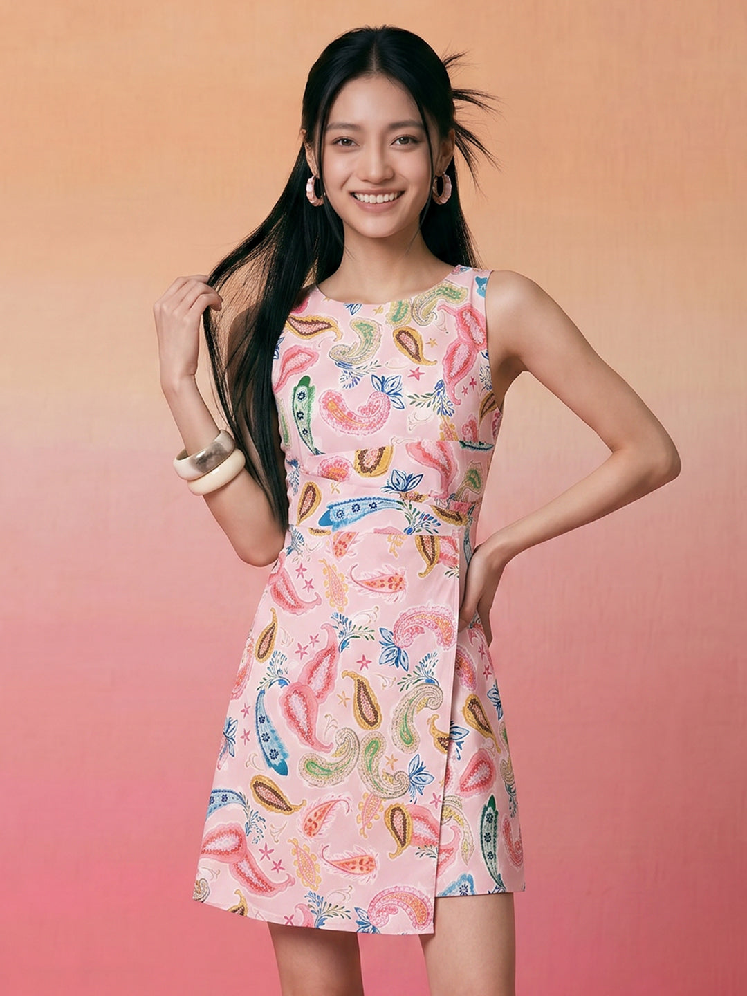 Janasya Baby Pink Wrap Rayon Blend Dress | Grocsy