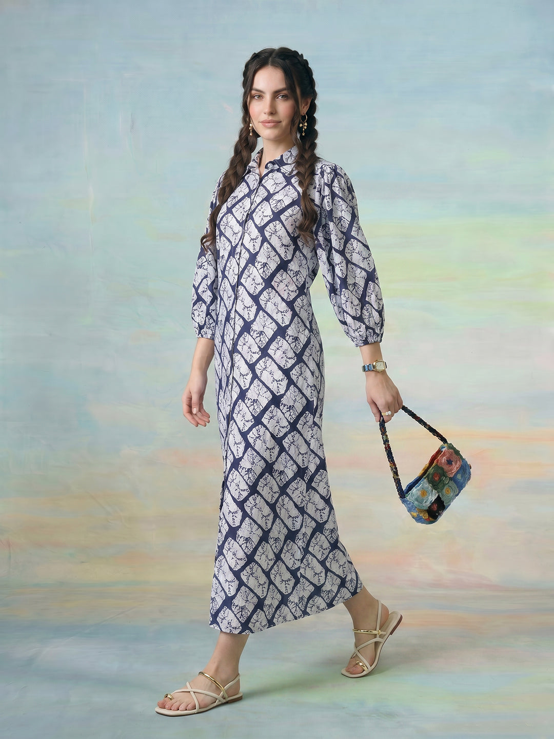 Janasya White Straight Rayon Blend Dress | Grocsy