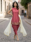 Janasya Mauve A-Line Silk Blend Kurta,Bottom & Dupatta | Grocsy