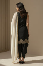 Janasya Black A-Line Silk Blend Kurta,Bottom & Dupatta | Grocsy