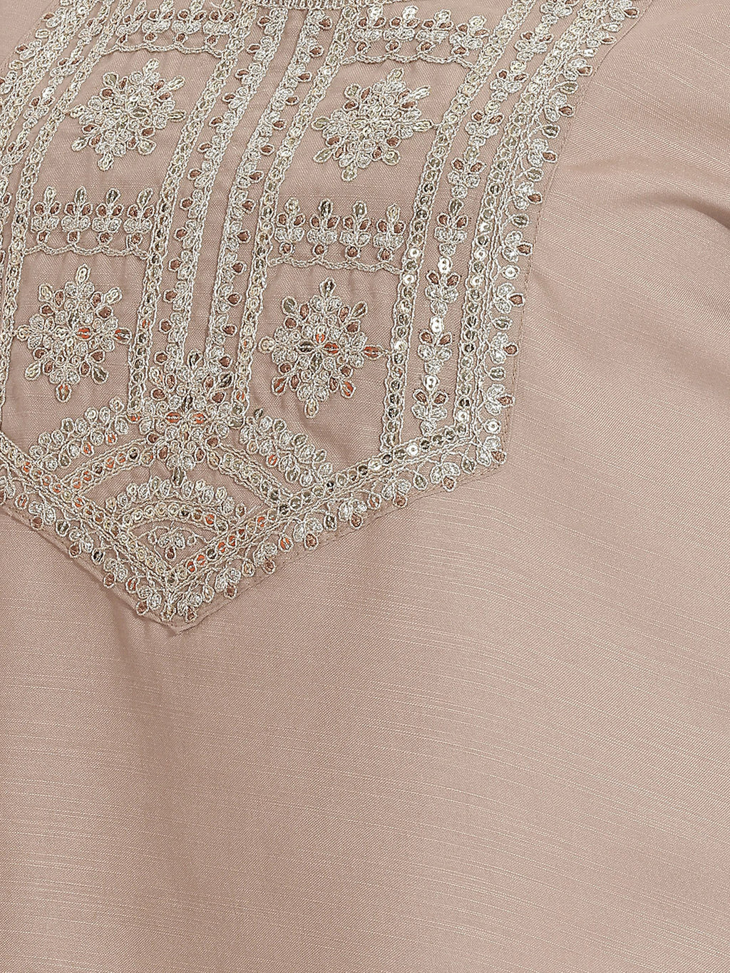 Janasya Beige Straight Cotton Blend Kurta,Bottom & Dupatta | Grocsy