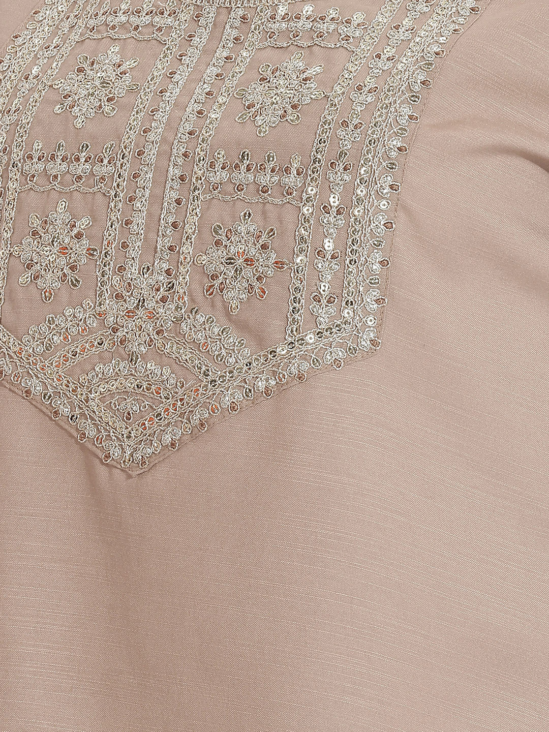 Janasya Beige Straight Cotton Blend Kurta,Bottom & Dupatta | Grocsy