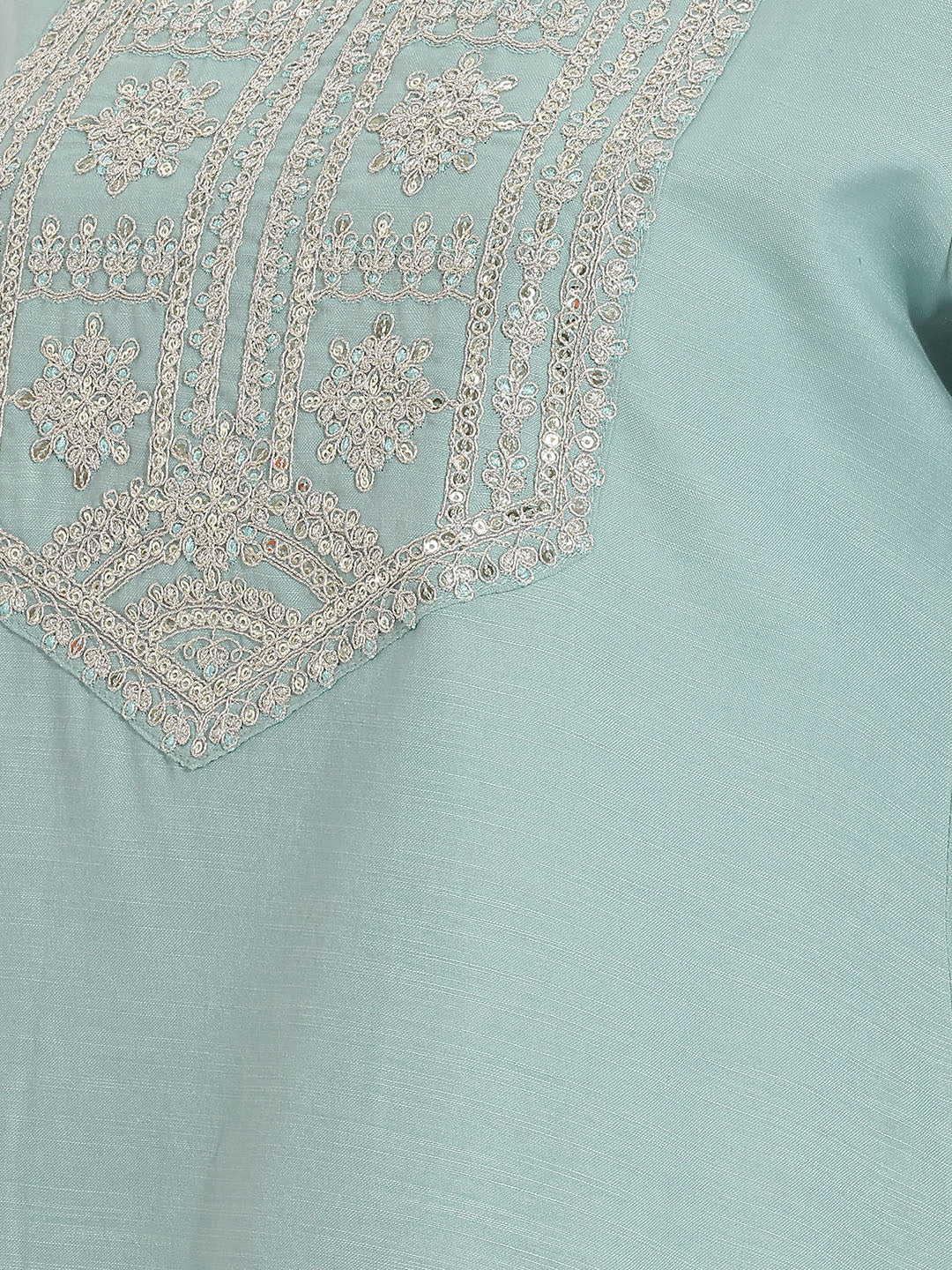 Janasya Sage Straight Cotton Blend Kurta,Bottom & Dupatta | Grocsy