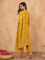 Janasya Mustard Straight Cotton Blend Kurta,Bottom & Dupatta | Grocsy